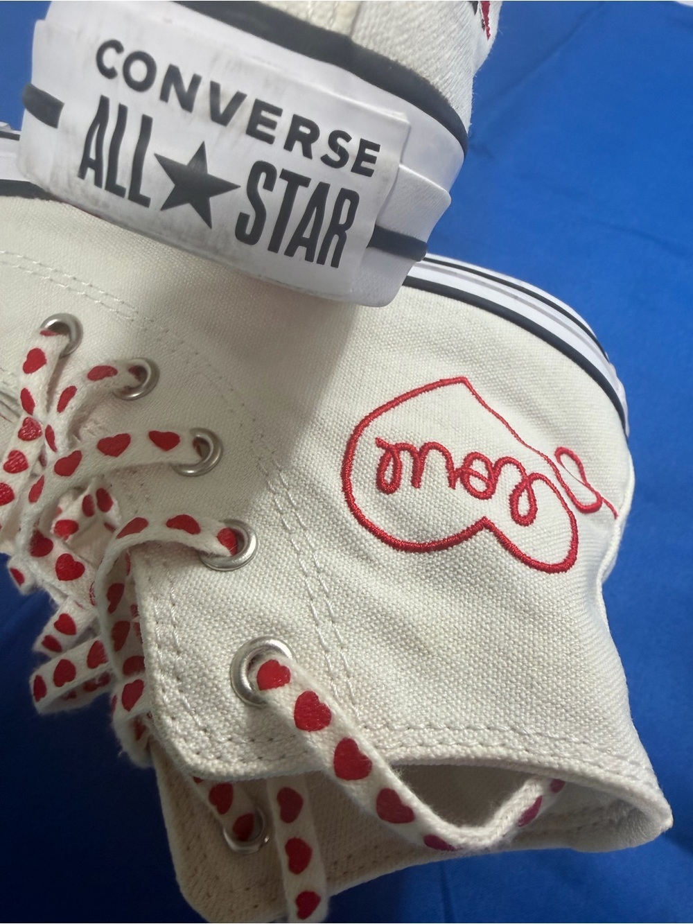 Converse Chuck Taylor All Star High Top Made With Love Hearts White Size 4 - Picture 8 of 8